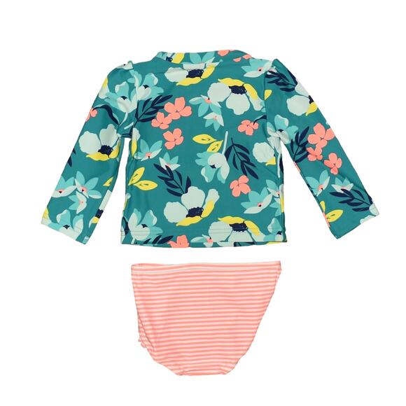 SIMPLE JOYS BY CARTERS NEW $30 2-Piece Rash Guard Set Floral Stripe 18M - Picture 2 of 2